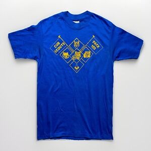 Vtg Single Stitch Hanes Fifty-Fifty Cub Scouts Pack 103 Blue Tee Medium 38-40